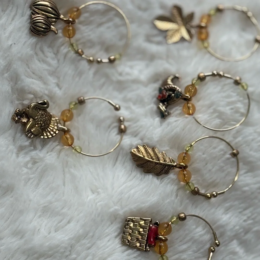 Set Of 6 Wine Glass Charms Charms. Ideal for Parties, Gifts,